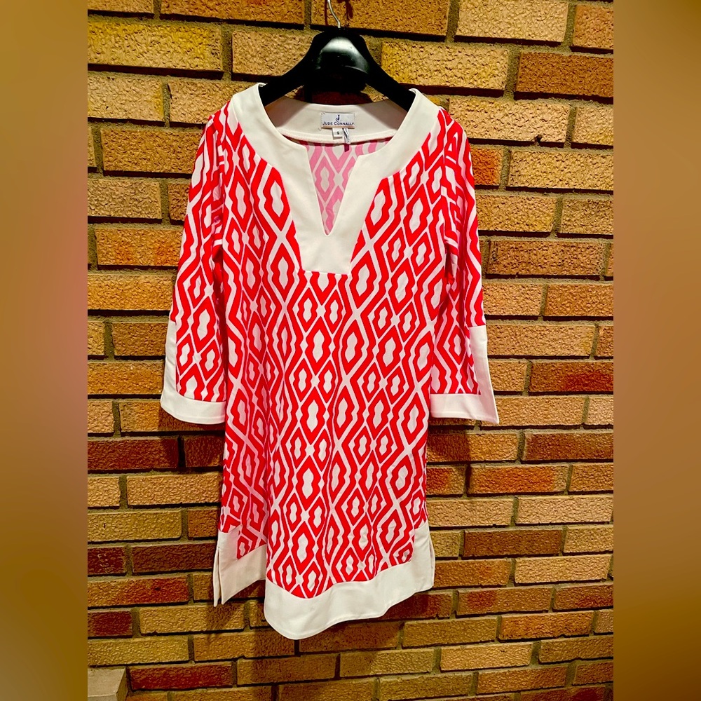 Jude Connally Pink & White minidress. Size small.